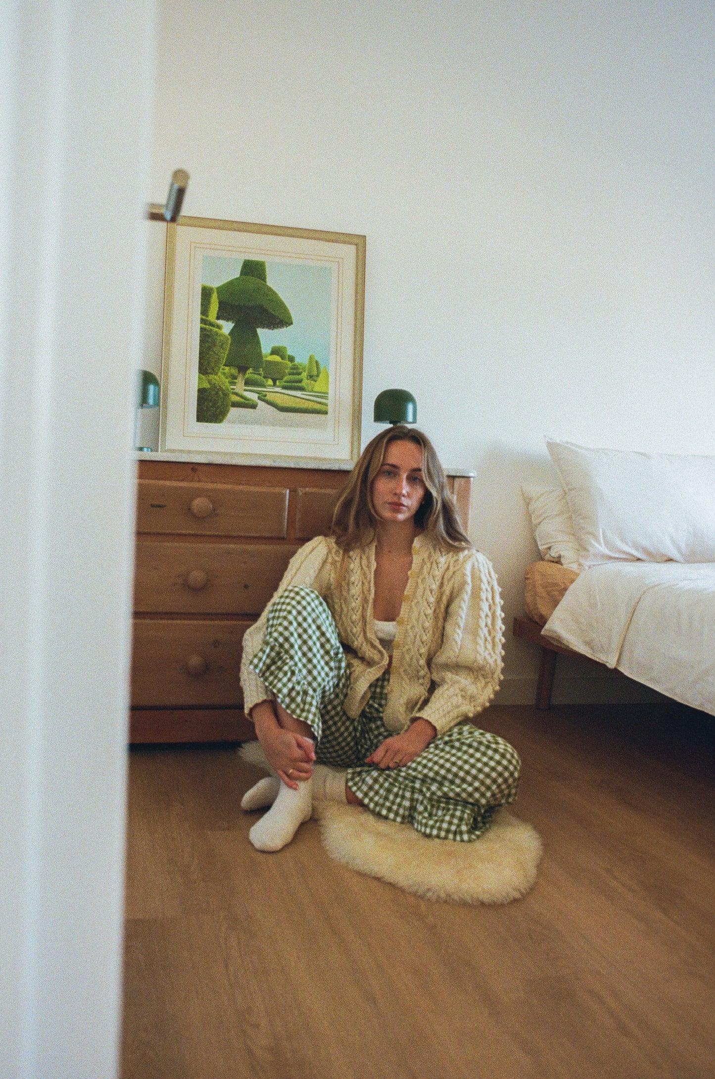 Elodie Green Gingham Frill Trousers