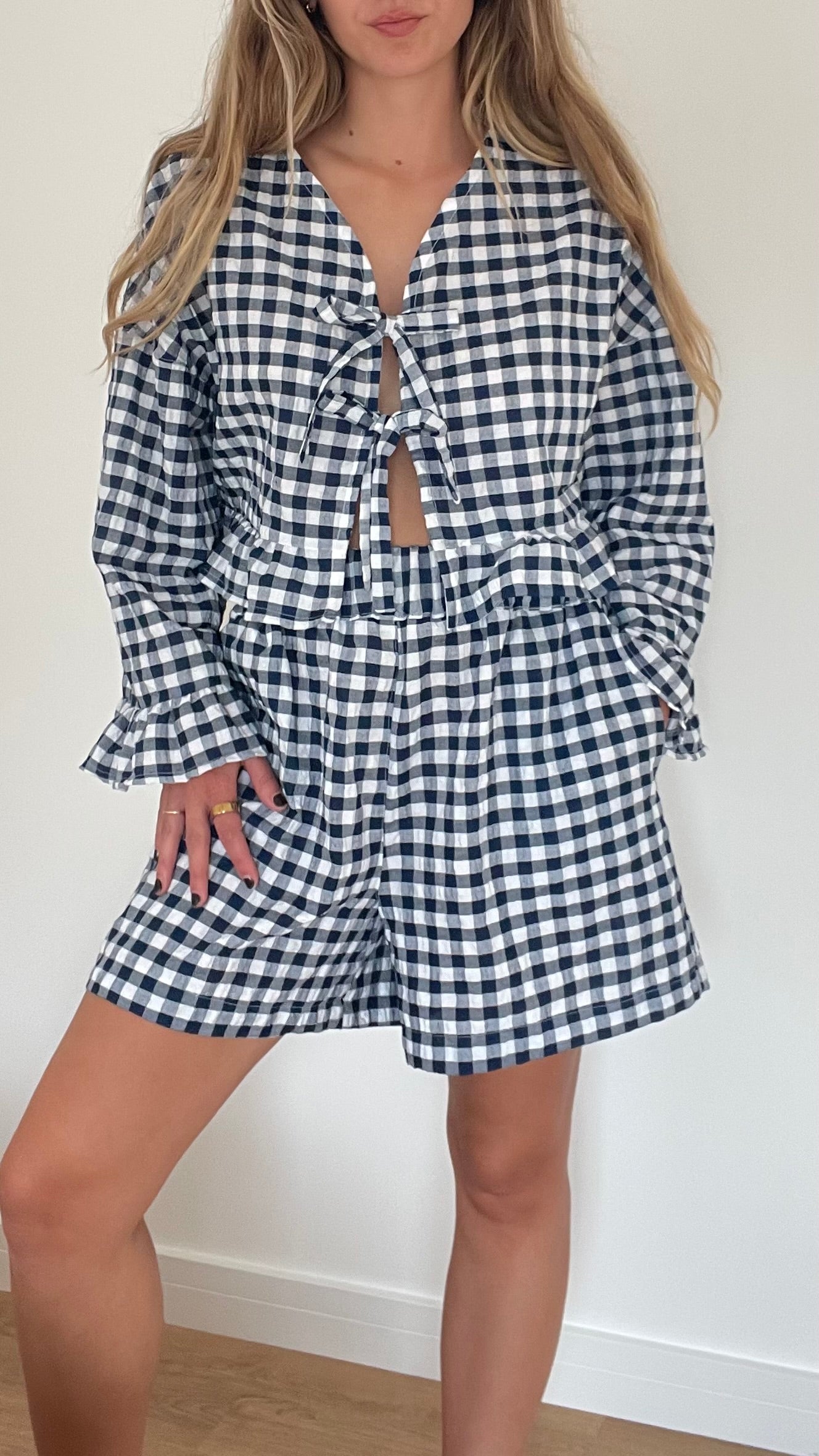 Navy Gingham Shorts