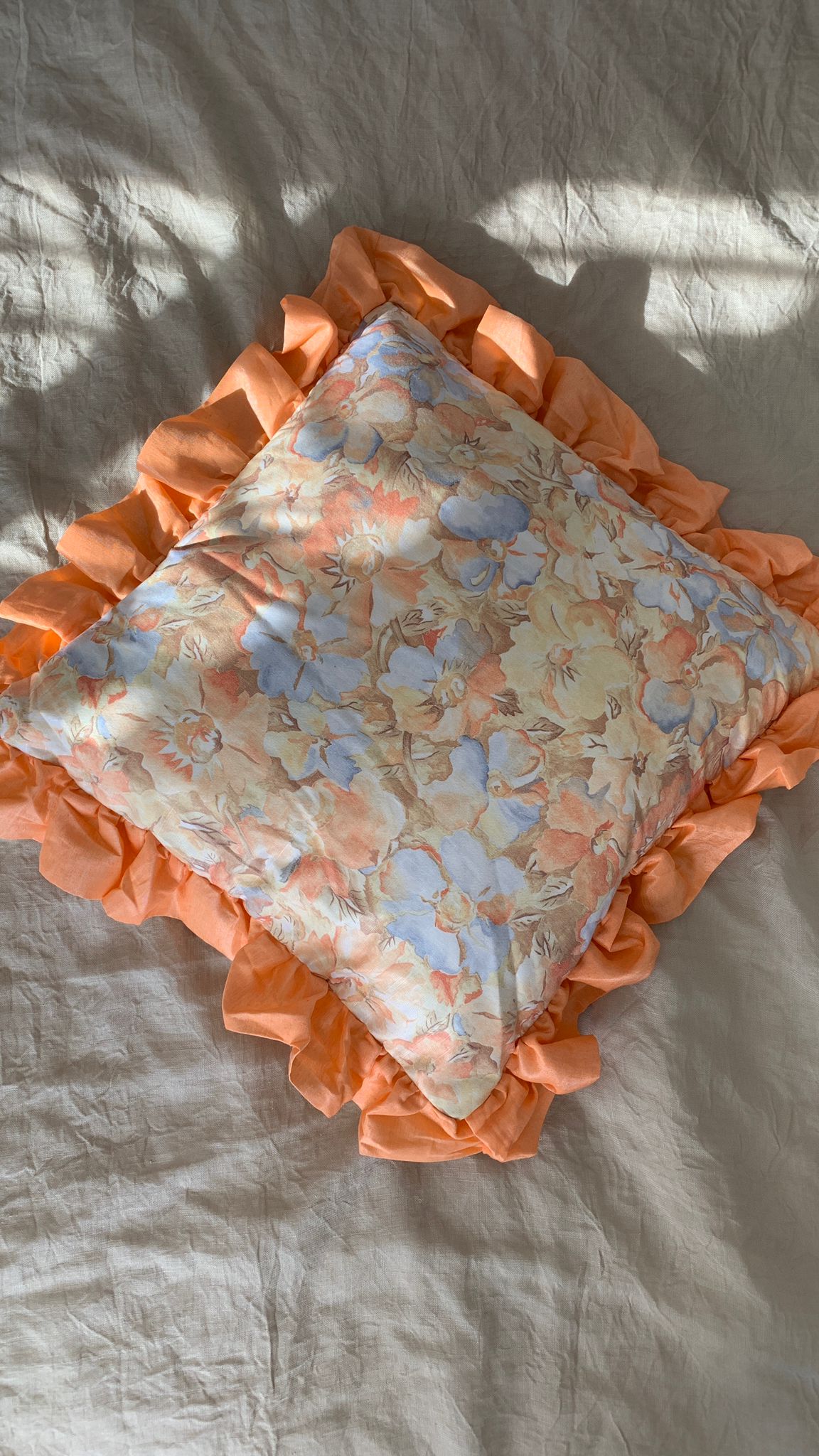 Handmade Vintage Floral Frill Cushion