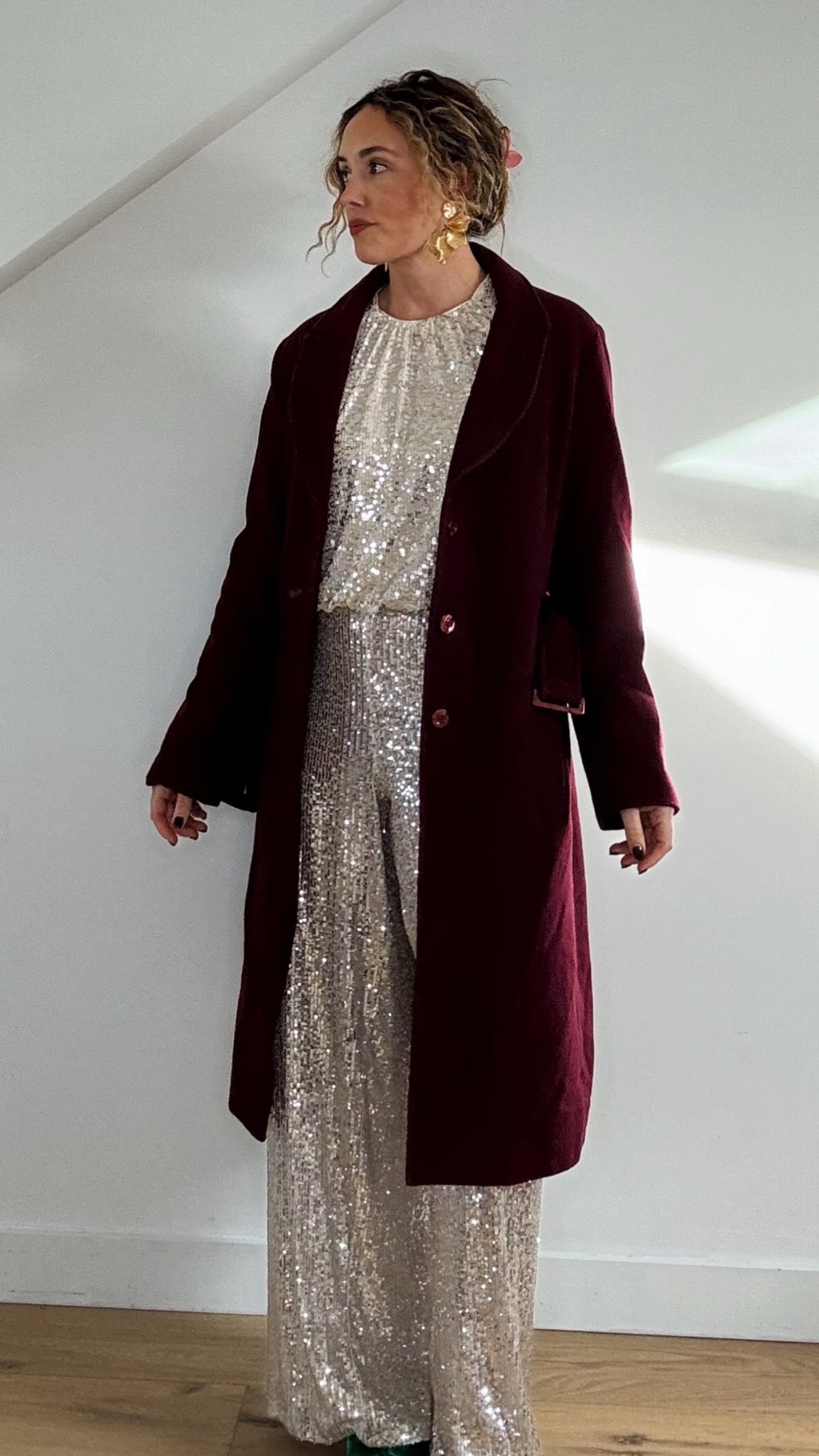 Vintage Burgundy Wool Coat