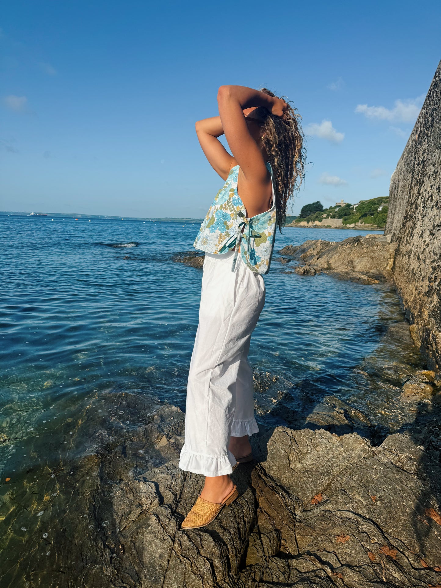 Blue Floral Margot Top