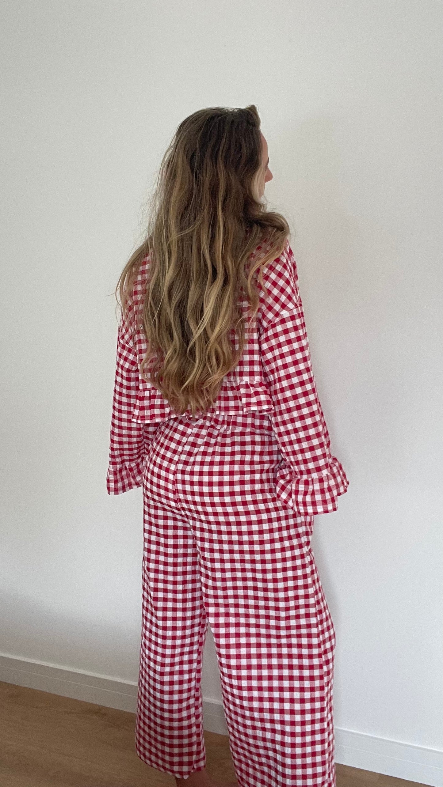 Red Gingham Long Sleeve Top