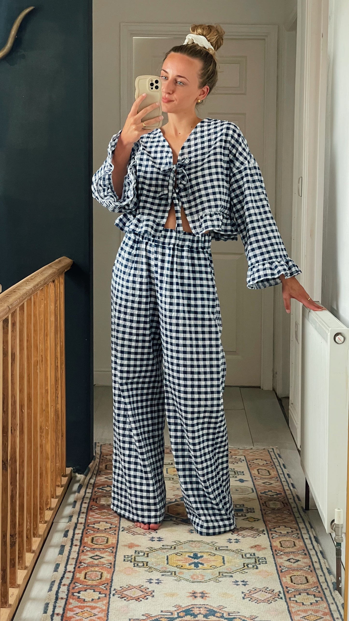 Elodie Navy Gingham Trousers
