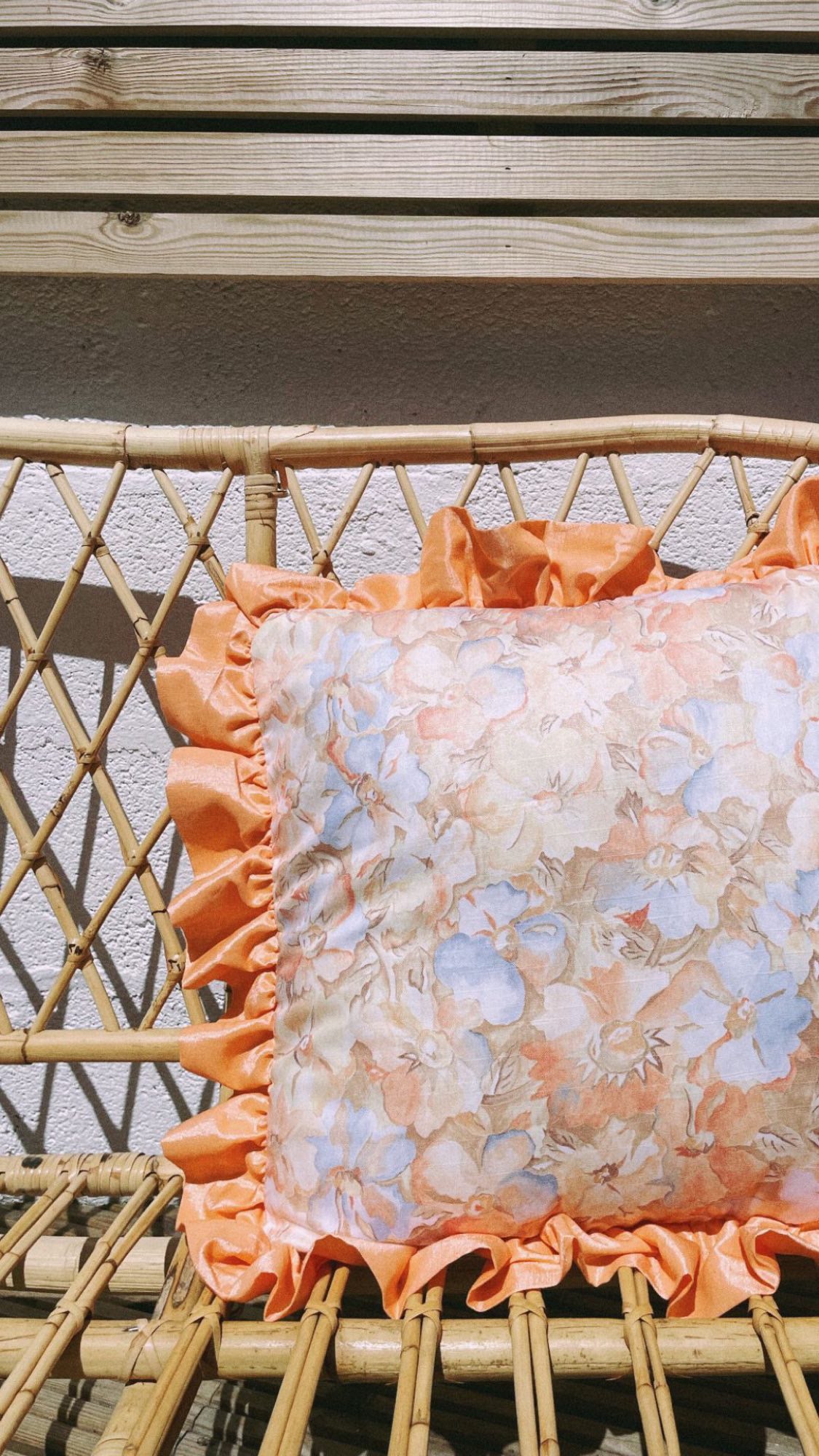 Handmade Vintage Floral Frill Cushion