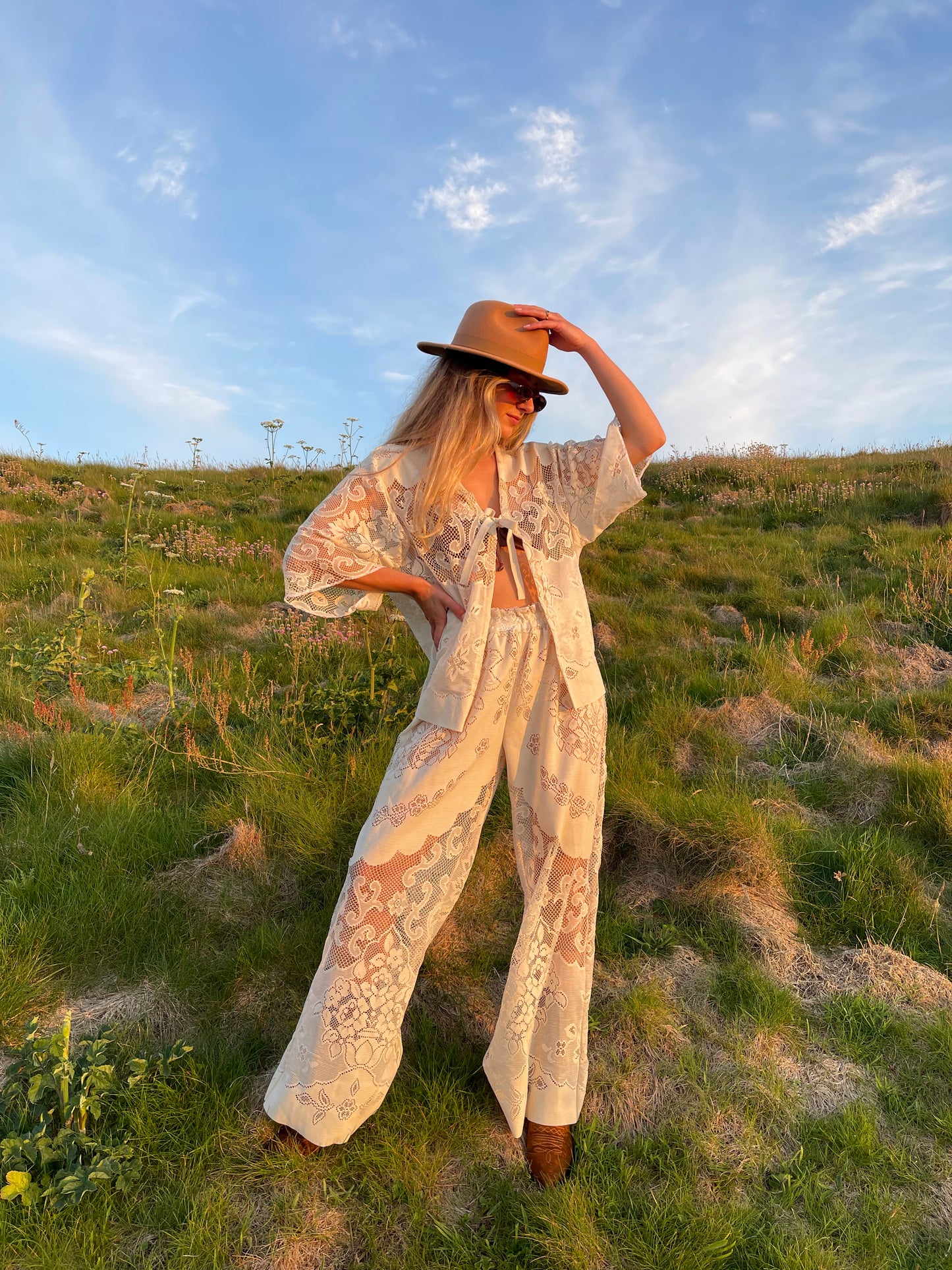 Woman in Vintage Lace Co Ord