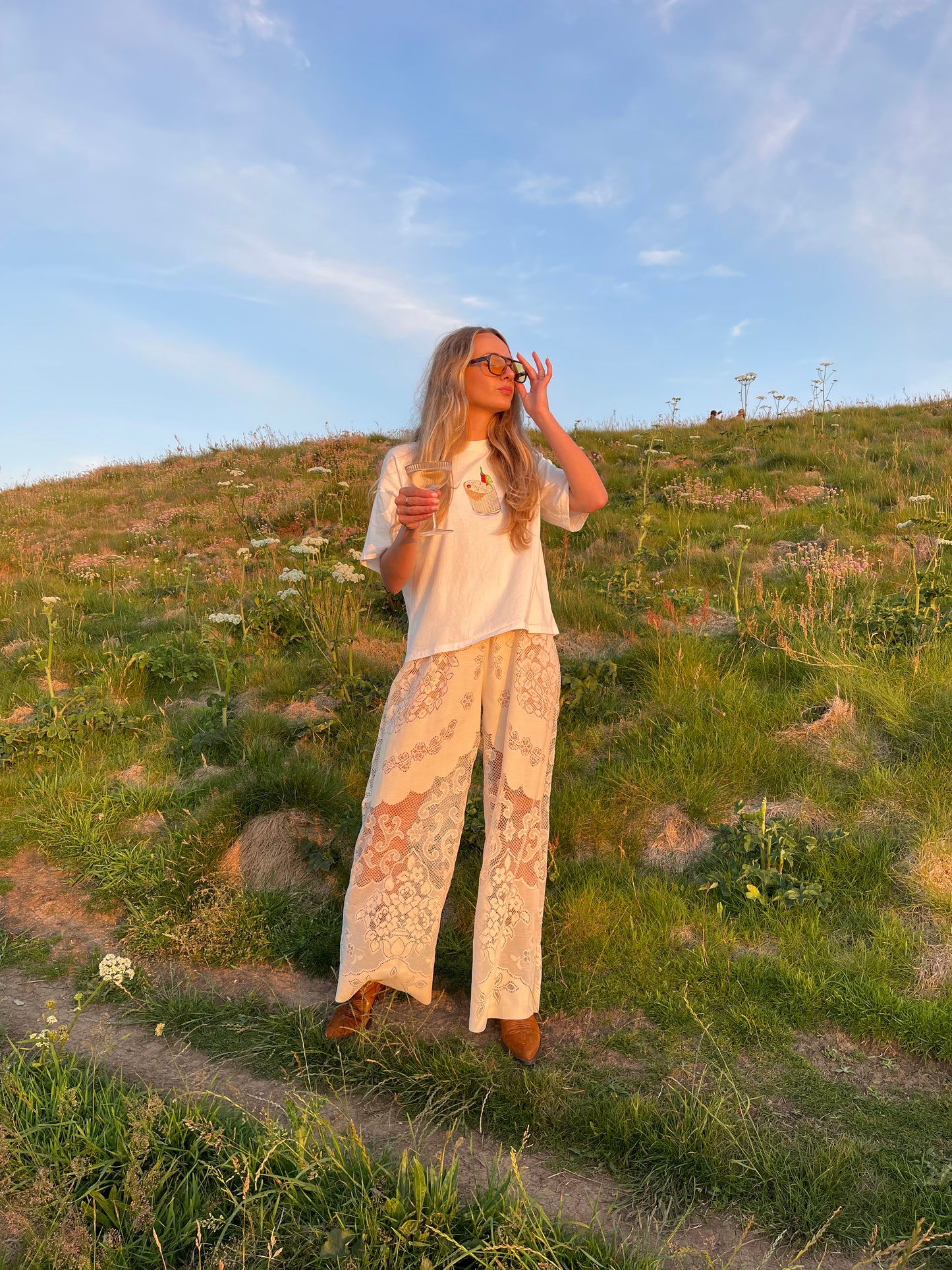 Woman in Vintage Lace Co Ord