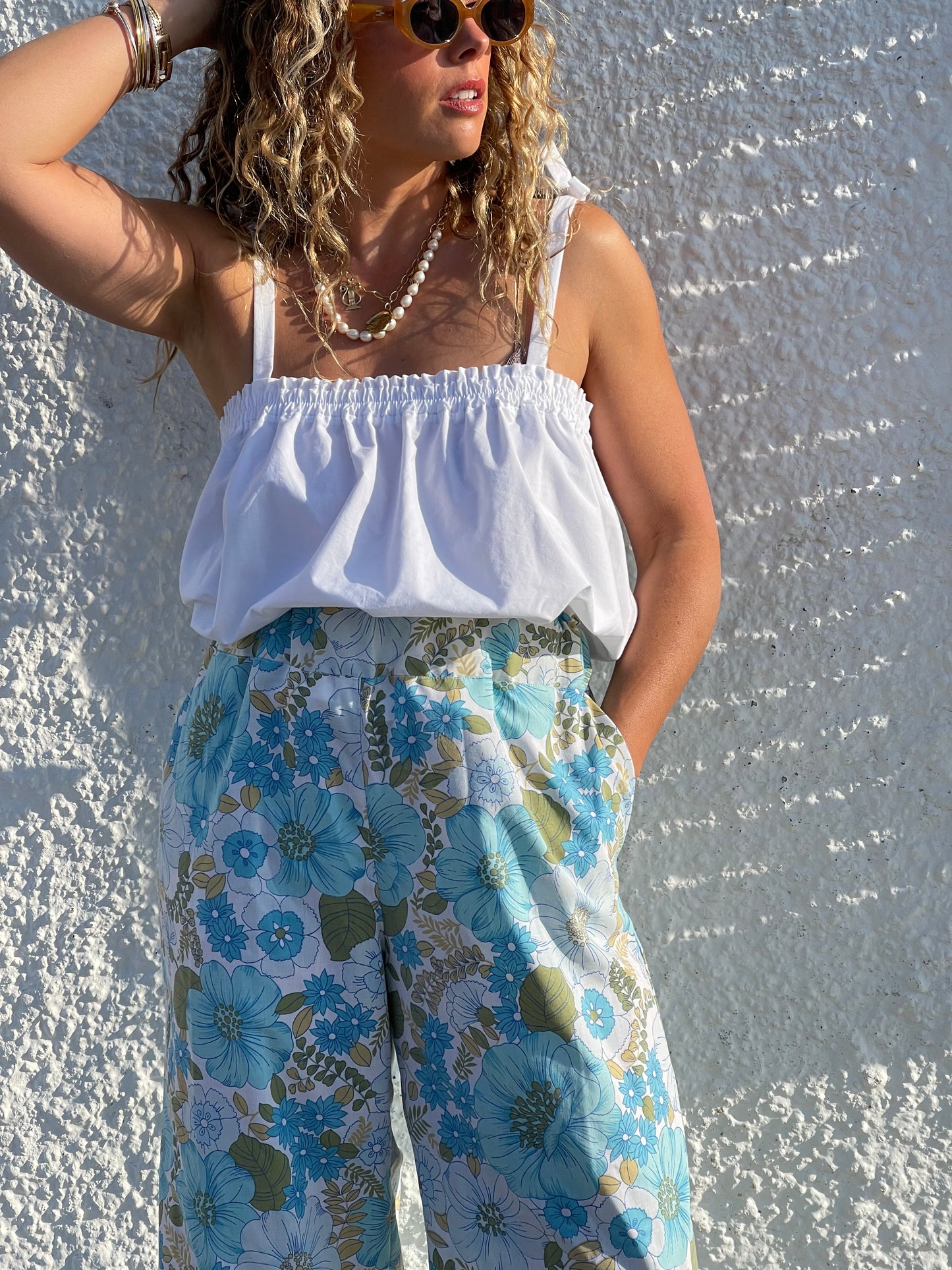 Blue Vintage Floral Trousers