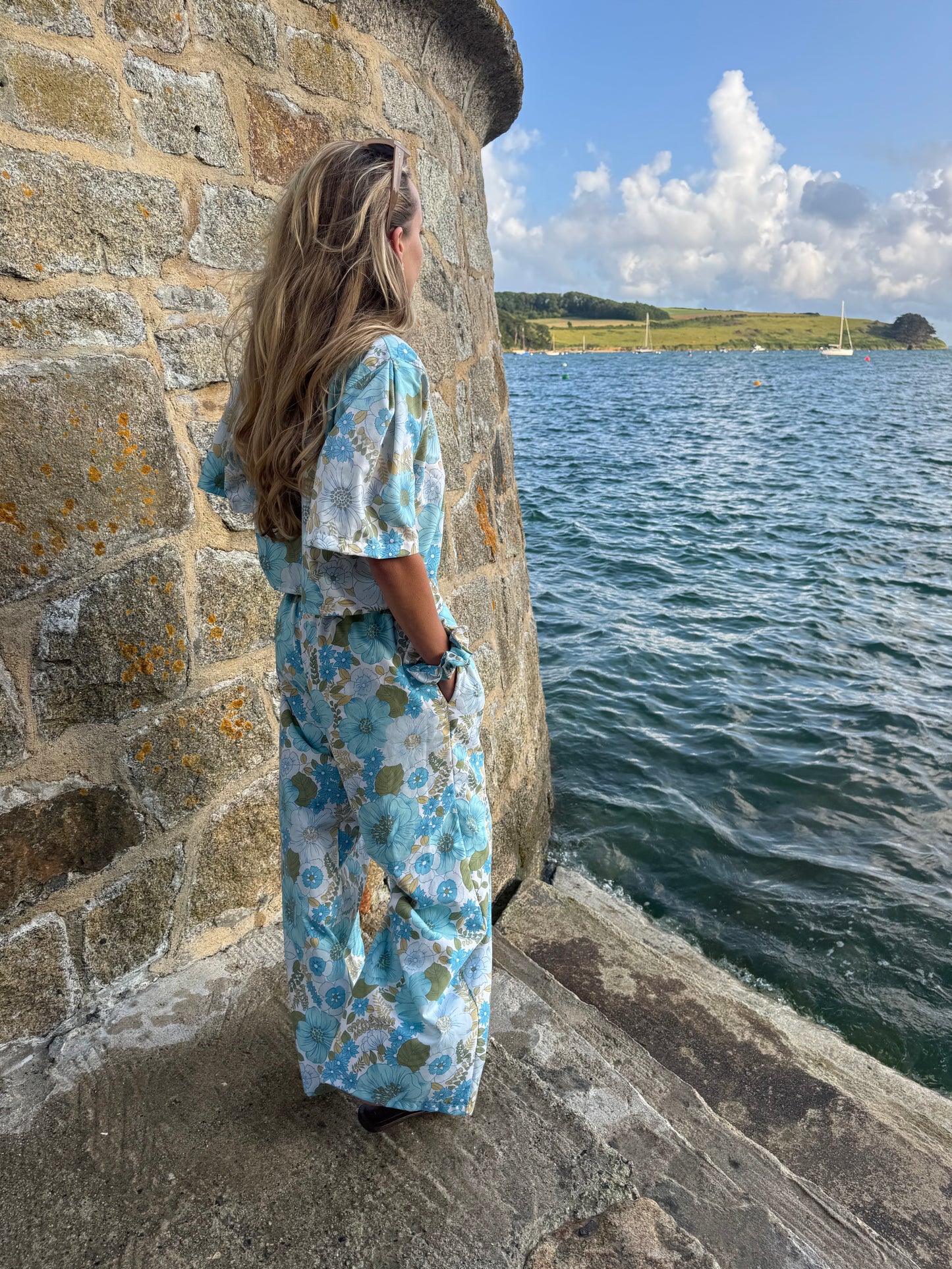 Blue Vintage Floral Trousers