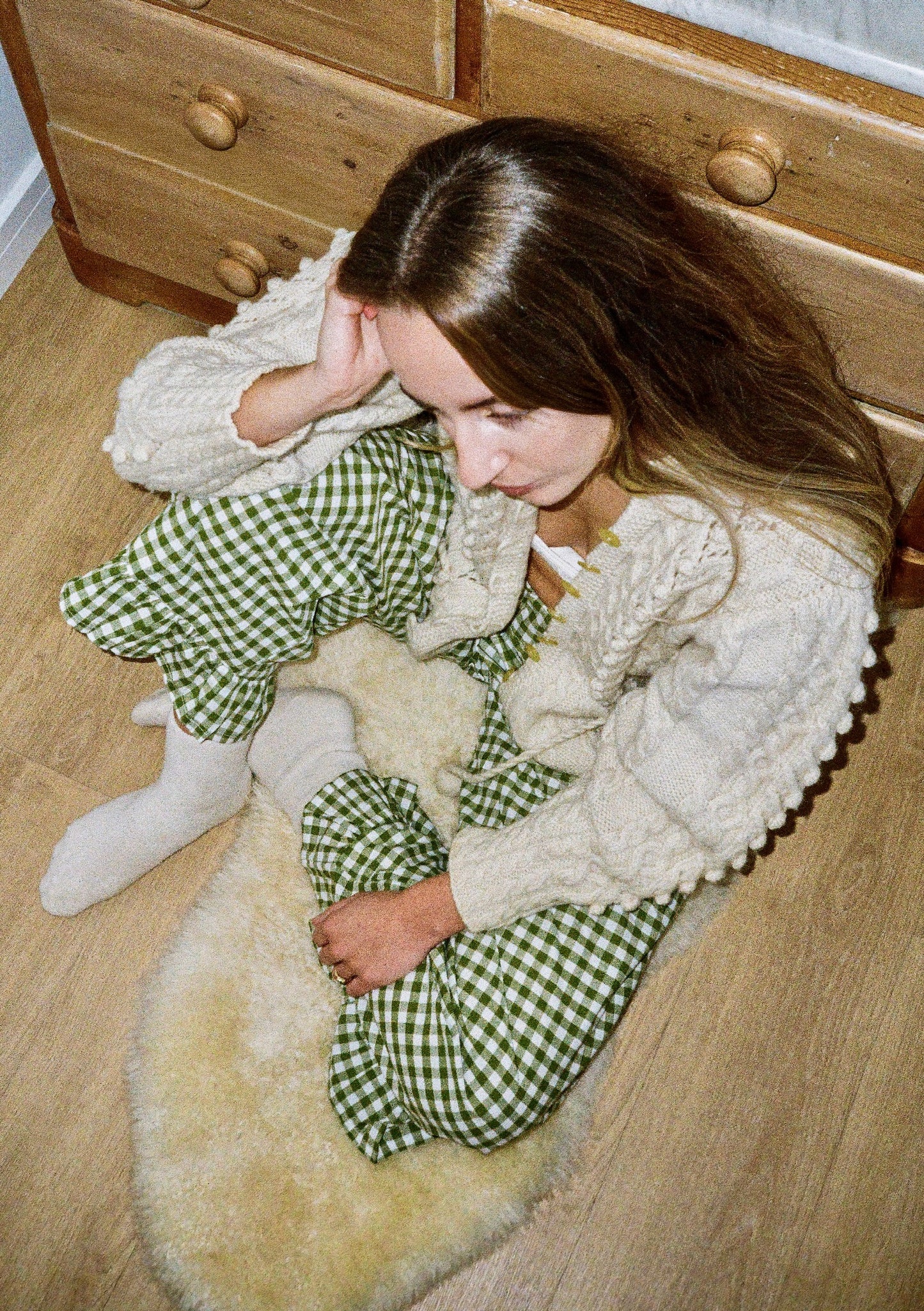 Elodie Green Gingham Frill Trousers