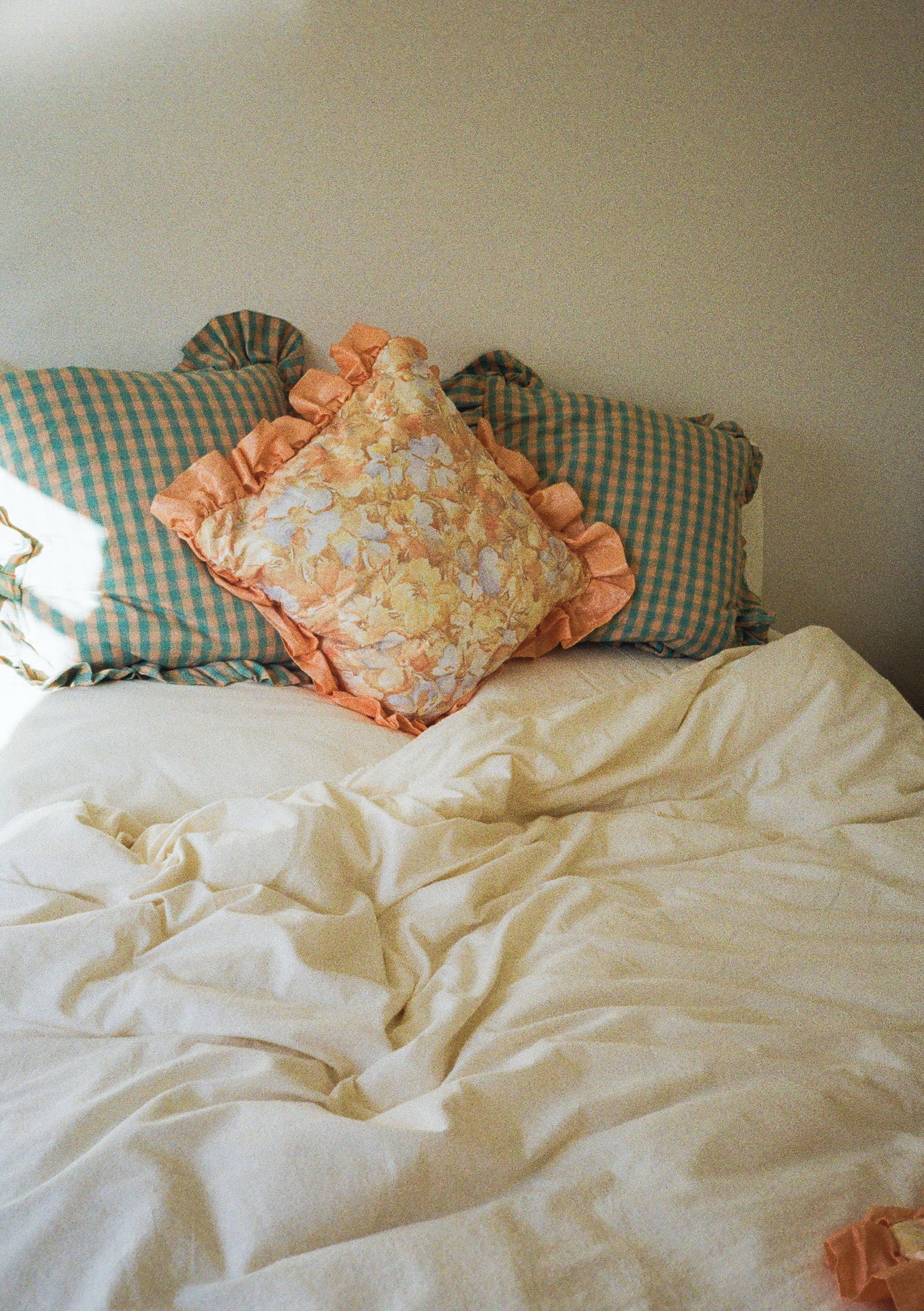 Handmade Gingham Frill Cushion