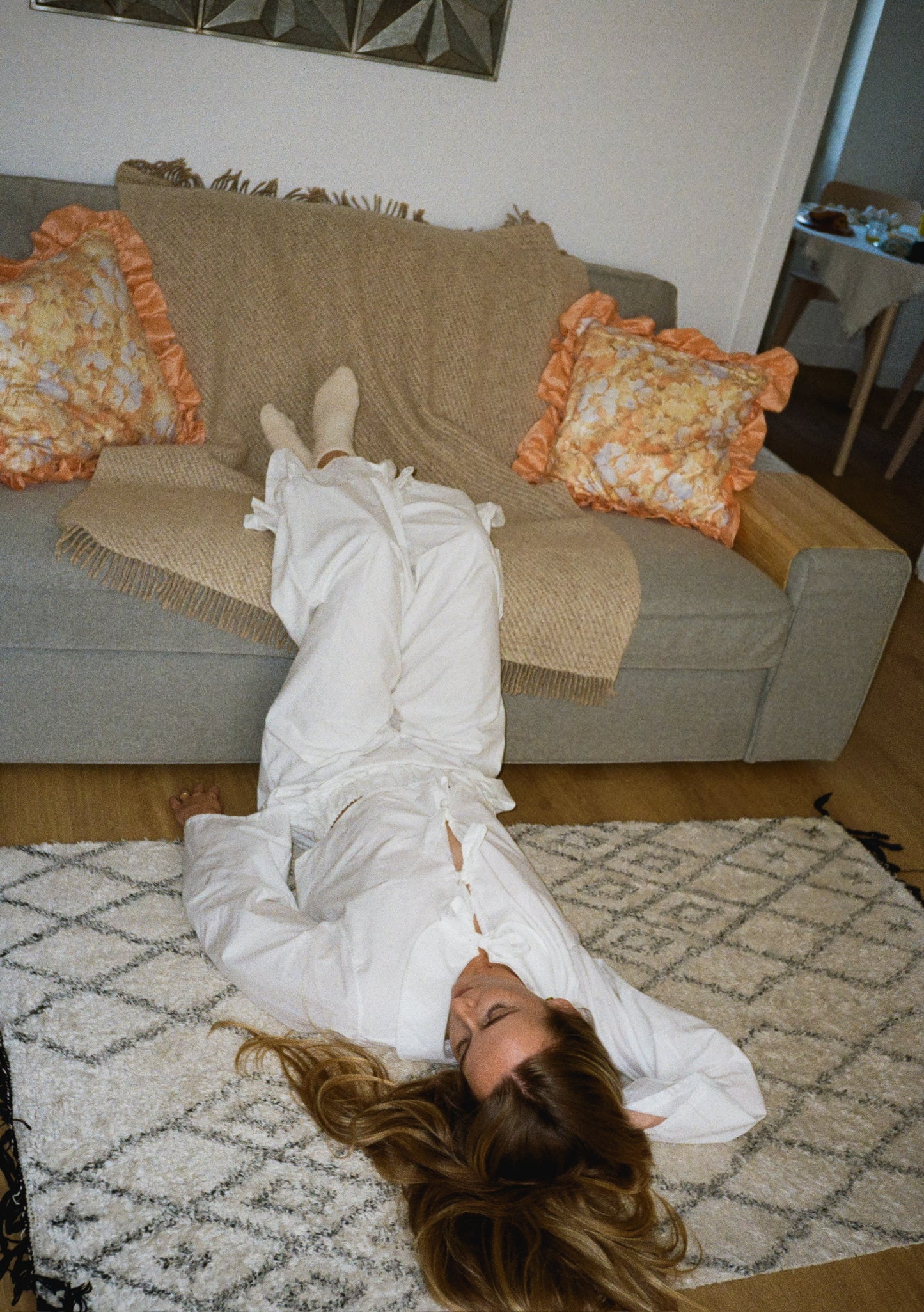 Handmade Vintage Floral Frill Cushion