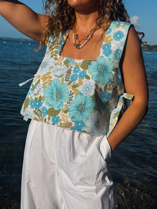 Blue Floral Margot Top