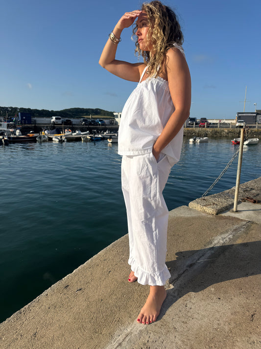 Elodie White Frill Trousers