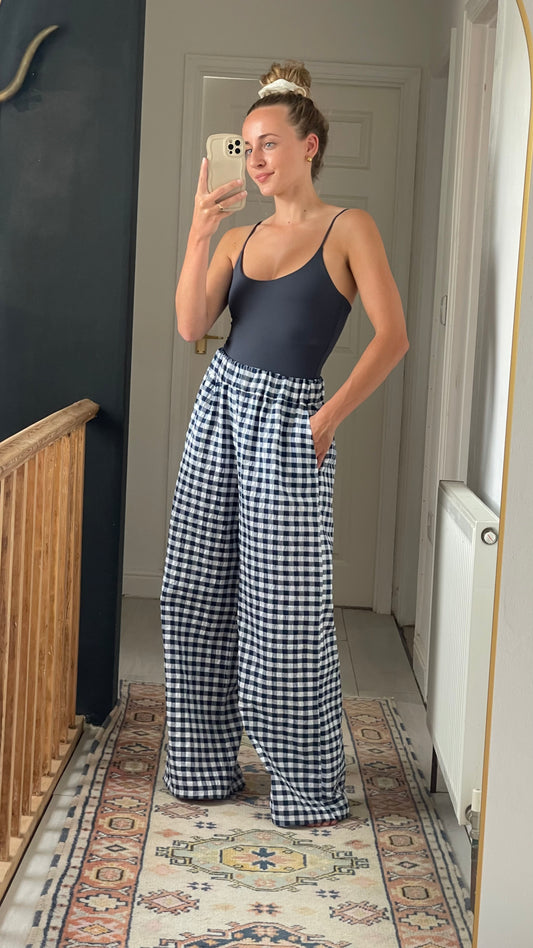 Elodie Navy Gingham Trousers