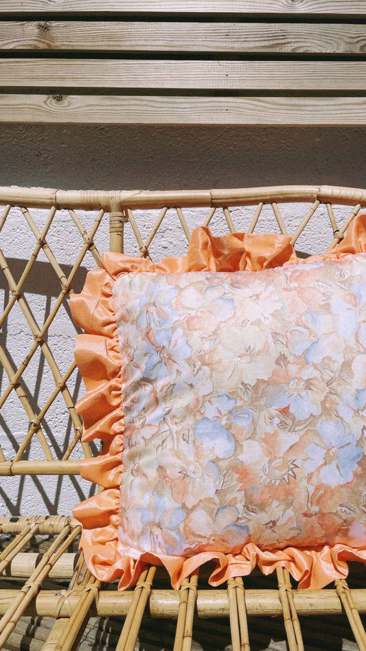 Handmade Vintage Floral Frill Cushion