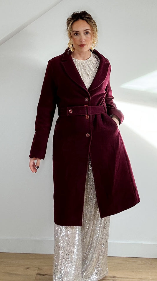 Vintage Burgundy Wool Coat