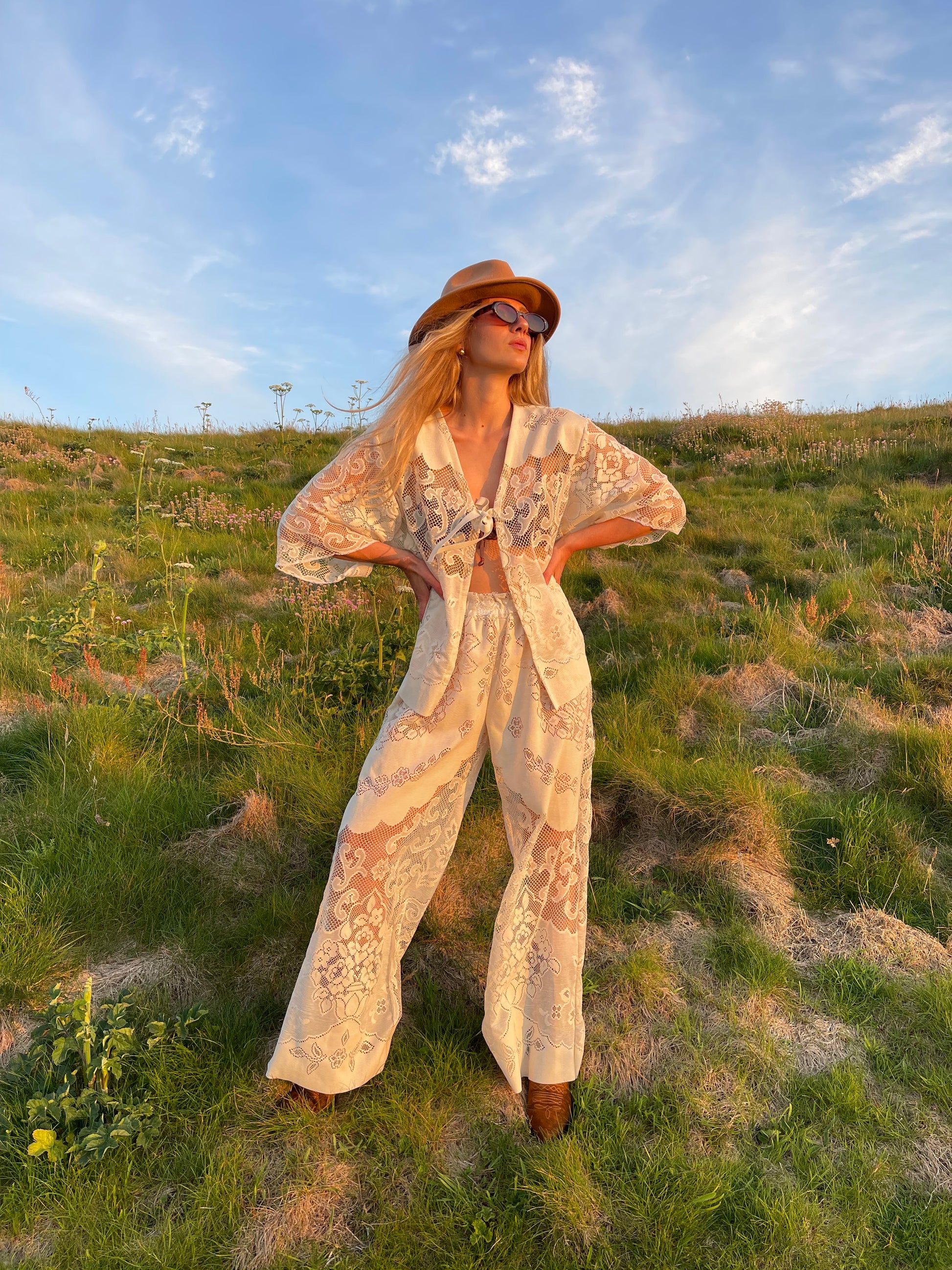 Woman in Vintage Lace Co Ord