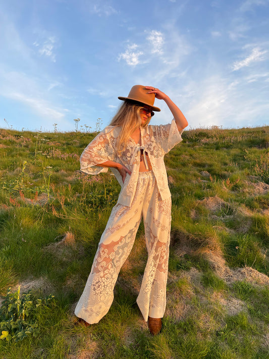 Woman in Vintage Lace Co Ord