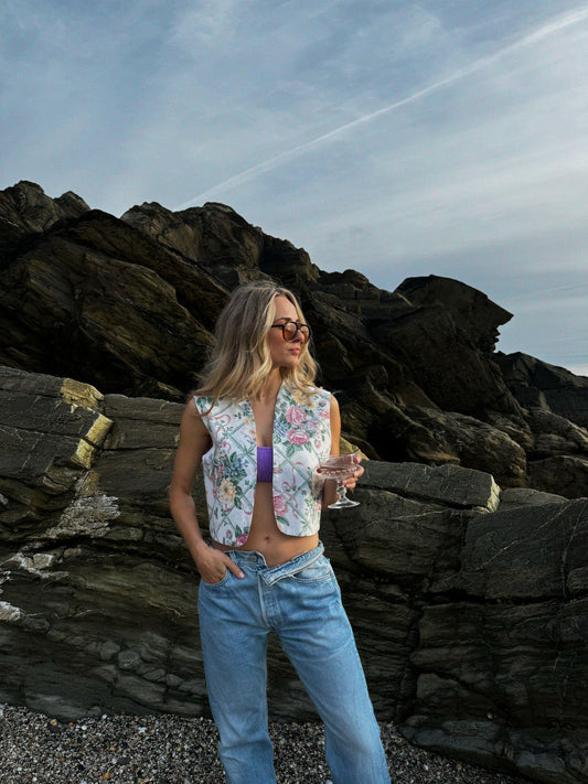 Tailored repurposed Joni waistcoat in floral