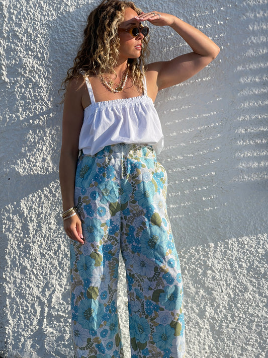 Blue Vintage Floral Trousers