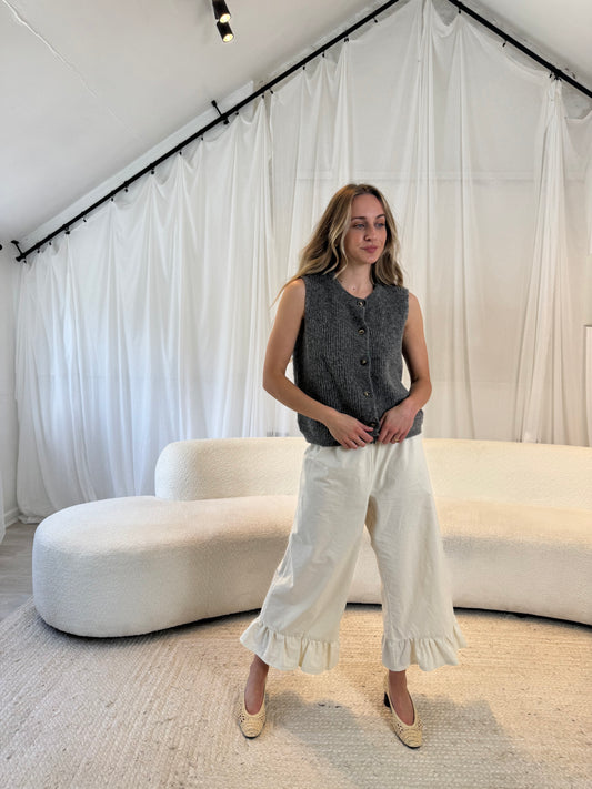 Elodie Cream Frill Trousers