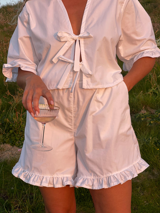 White Cotton Shorts